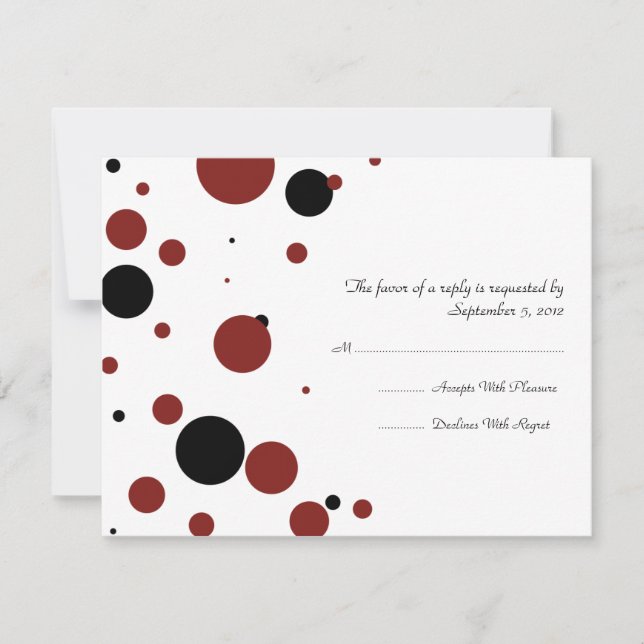 RSVP de Casamento de Bolinhas Negra e Branca (Frente)