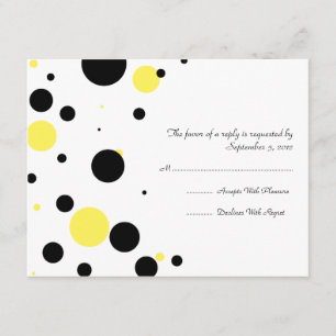 RSVP de Casamento de Bolinhas Preto e Amarelo