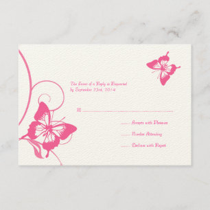 RSVP de Casamento de Borboleta Branca e Rosa