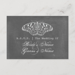RSVP de Casamento de Borboleta Inspirada no Chalk