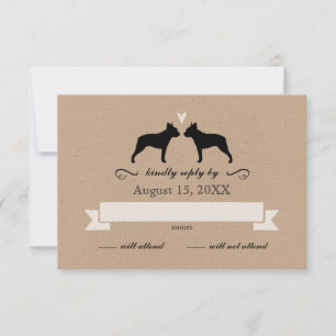 RSVP de Casamento de Boston Terrier Silhouettes