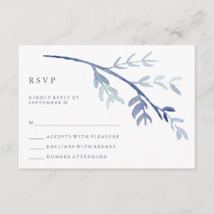 RSVP de Casamento de Branch de Cores Azuis