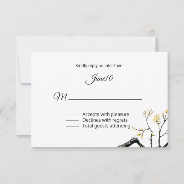 RSVP de Casamento de Branqueamento Amarelo (Frente)