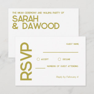 RSVP de Casamento de Bronze Mínimo Muçulmano Elega