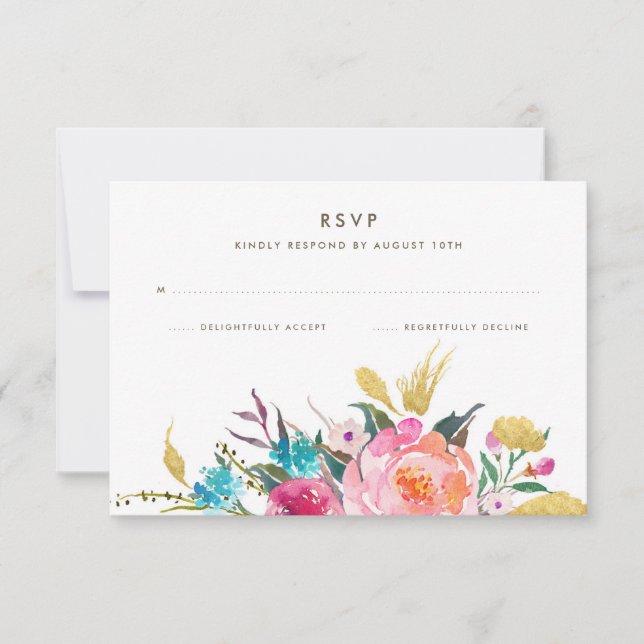 RSVP de Casamento de Buquê Lush (Frente)