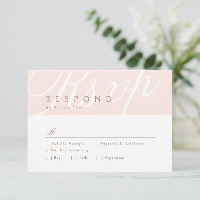 RSVP de Casamento de Caligrafia Clássica Rosa (Em pé/Frente)