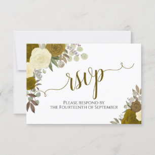 RSVP de Casamento de Caligrafia Floral dos Rosas D