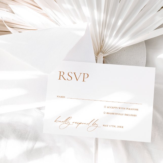 RSVP de Casamento de Calliografia White e Terracot (Criador carregado)