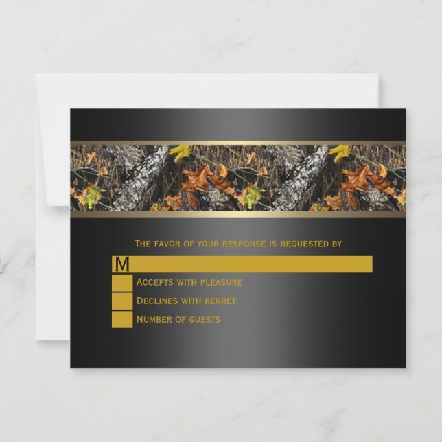 RSVP de Casamento de Camo Negro (Frente)