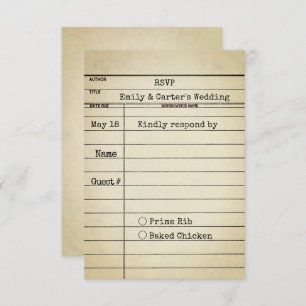 RSVP de Casamento de Cartão de Biblioteca Antigo