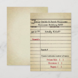 RSVP de Casamento de Cartão de Biblioteca Retroati