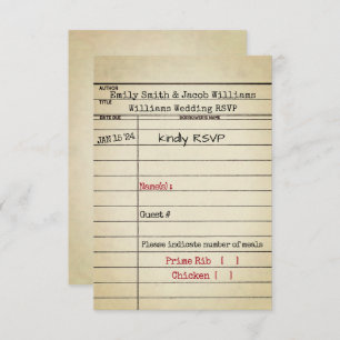 RSVP de Casamento de Cartão de Biblioteca Retroati