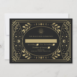 RSVP de Casamento de Cartão Tarot Elegante Dourado