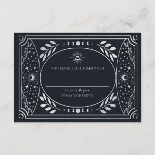 RSVP de Casamento de Cartão Tarot Elegante Silver