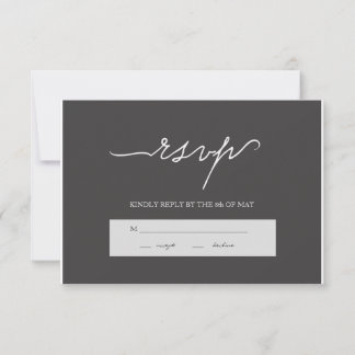 RSVP de Casamento de Carvão Elegante Moderno