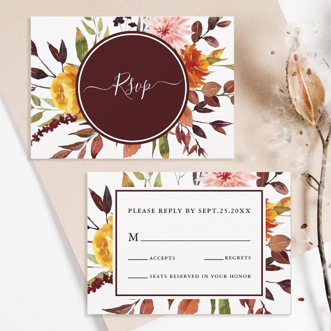 RSVP de Casamento de Casamento de Aquarela do Jard (Front & Back)
