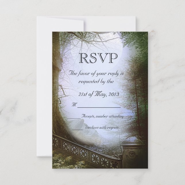RSVP de Casamento de Cena de Floresta Encantada (Frente)