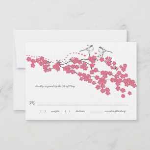 RSVP de casamento de chapim com flor de cerejeira