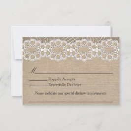 RSVP de Casamento de Chiques de Burlap e Vintage L