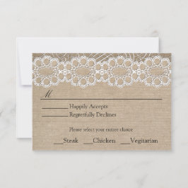 RSVP de Casamento de Chiques de Burlap e Vintage L
