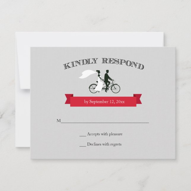 RSVP de Casamento de Cinzas da Bicicleta Tandem (Frente)