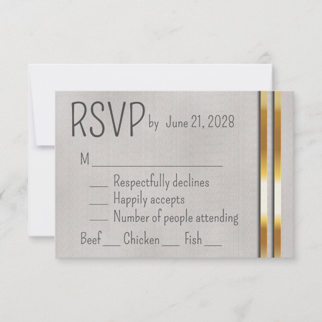 RSVP de Casamento de Cinzas e Douradas (Frente)