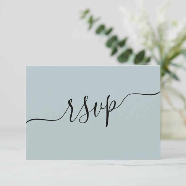 RSVP de Casamento de Código QR Azul Simples Dusty (Em pé/Frente)