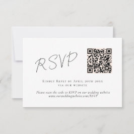 RSVP de Casamento de Código QR Branco Preto de Scr