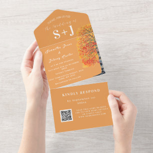 RSVP de Casamento de Código QR da Árvore de Birch 
