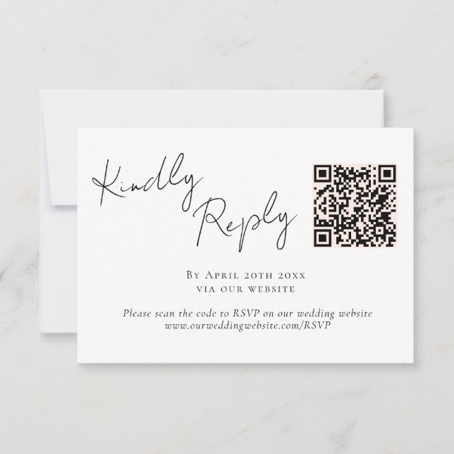 RSVP de Casamento de Código QR de Caligrafia de Sc (Frente)