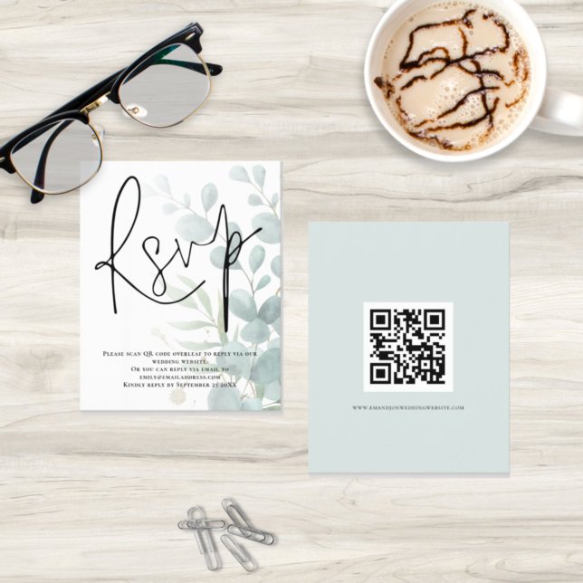RSVP de Casamento de Código QR de Script Eucalyptu (Criador carregado)