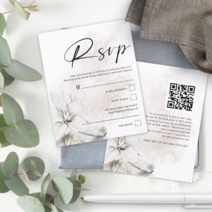 RSVP de Casamento de Código QR de White Floral de