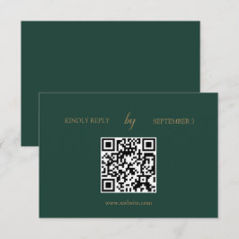 RSVP de Casamento de Código QR Dourado do Emerald 