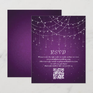RSVP de Casamento de Código QR Luzes de String Pur