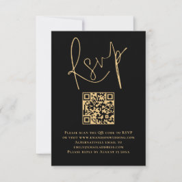 RSVP de Casamento de Código QR Preto de Script Dou
