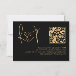 RSVP de Casamento de Código QR Preto do Script Dou