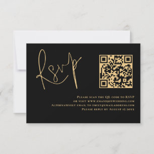 RSVP de Casamento de Código QR Preto do Script Dou