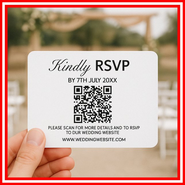 RSVP de Casamento de Código QR Preto e Branco Eleg (Criador carregado)