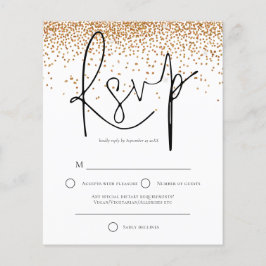 RSVP de Casamento de Confetti de Glitter Dourado O