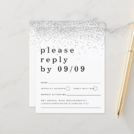 RSVP de Casamento de Confetti Glitter Silver Orçam
