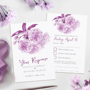 RSVP de casamento de cor d'água floral primavera