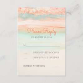 RSVP de Casamento de Cor de Água Azul-Rosa e Azul-