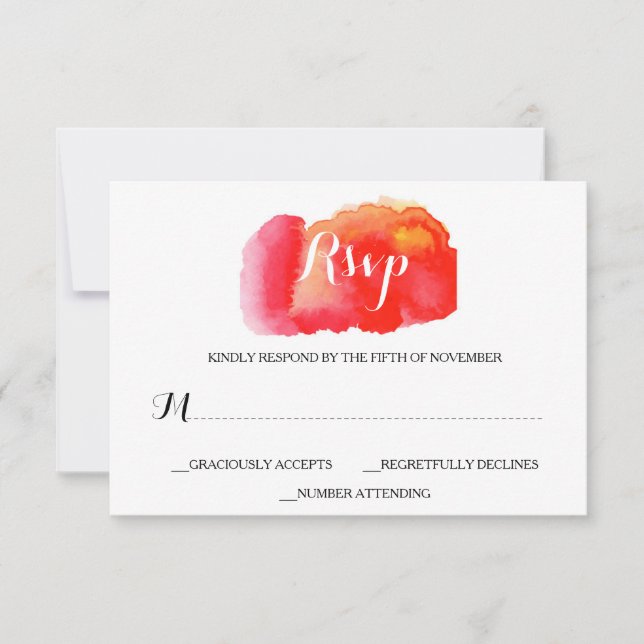 RSVP de Casamento de Cor Vermelha Romântica (Frente)