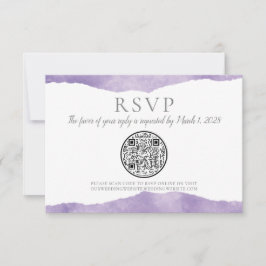 RSVP de Casamento de Cores d'Água com Lavanda QR