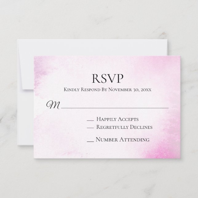 *~* RSVP de Casamento de Cores d'Água Rosa Espelho (Frente)