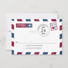 RSVP de Casamento de Correio Aéreo Antiquado