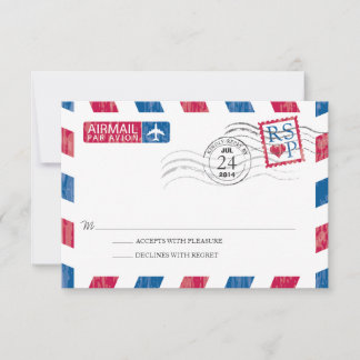 RSVP de Casamento de Correio Aéreo Antiquado