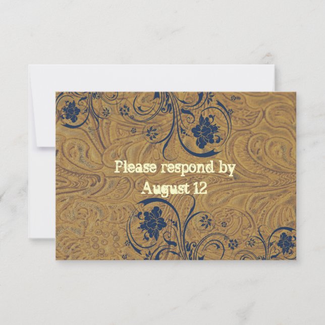 RSVP de Casamento de Couro e Lace com envelopes (Frente)