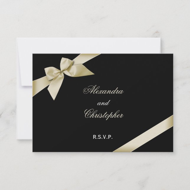 RSVP de Casamento de Cream Ribbon (Frente)