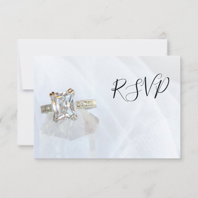 RSVP de Casamento de Cristal do Anel de Diamante Q (Frente)